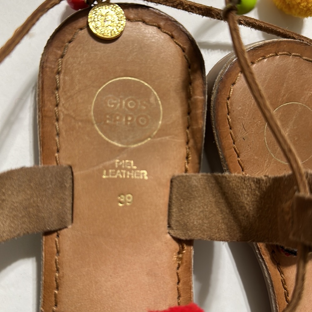 Leather Pom Pom Sandal - Picture 8 of 8